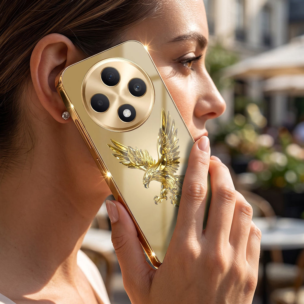 Oppo F27 Pro+ 5G Golden Eagle Gold Electroplated Glass Phone Back Case
