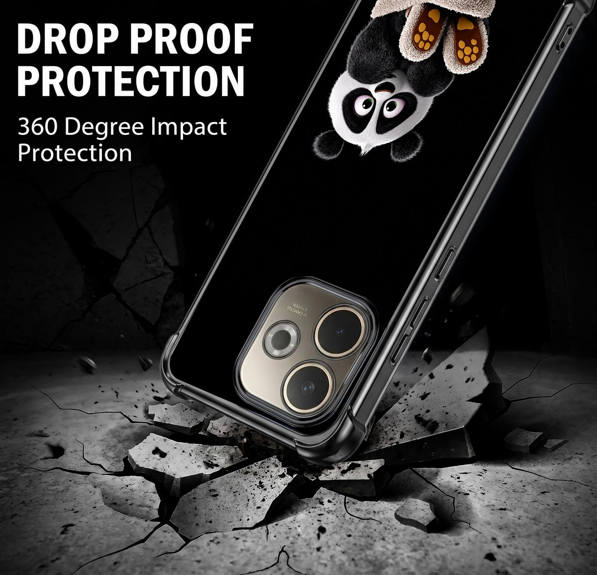Oppo A5 Pro 5G Cute Panda Black Airbags Printed Back Case