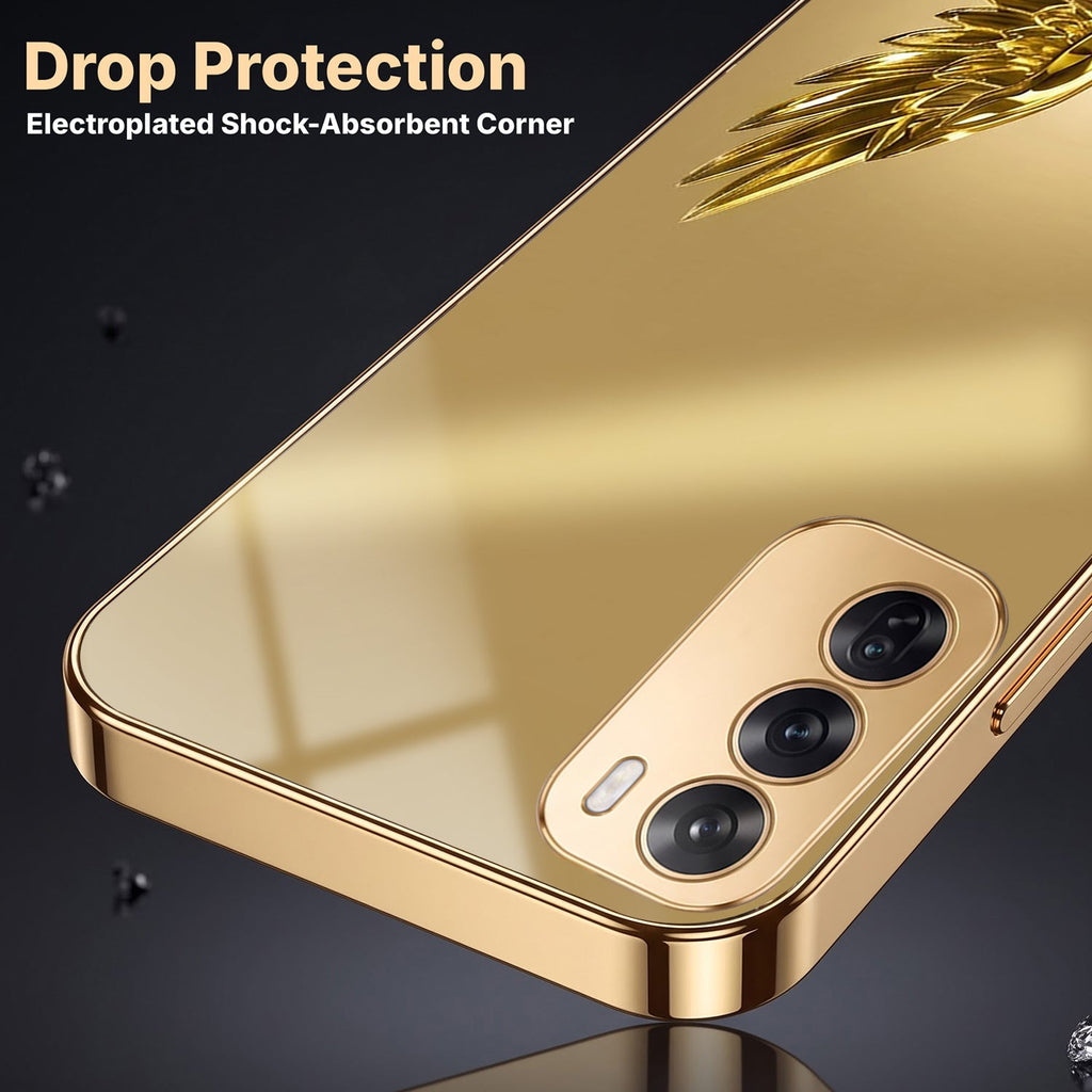 Oppo Reno 12 Pro 5G Golden Eagle Gold Electroplated Glass Phone Back Case