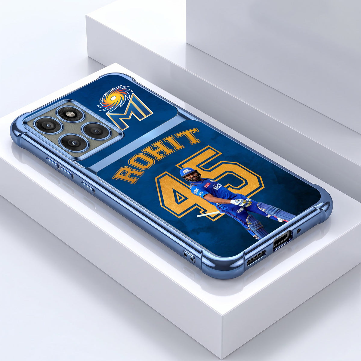 Motorola Edge 60 Pro 5G Hitman Rohit Dual-Tone Transparent Blue Airbags Case
