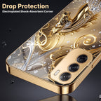 Oppo Reno 12 Pro 5G Luxury Horse Texture Gold Electroplated Glass Phone Back Case