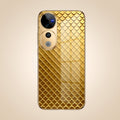 Vivo V40 Pro 5G Golden Criss Cross Gold Electroplated Glass Phone Back Case