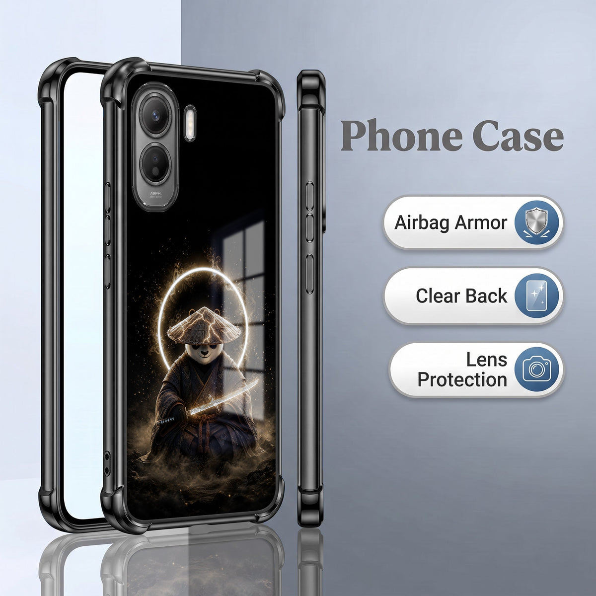 Vivo T5 Pro 5G Warrior Panda Black Airbags Printed Back Case
