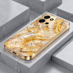 OnePlus Nord 6 5G Golden Feather Marble Gold Electroplated Glass Phone Back Case