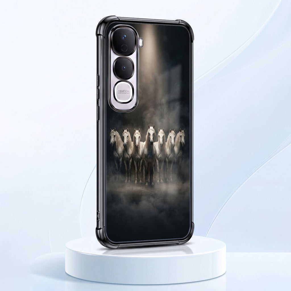 Vivo Y400 Pro 5G Running Horses Black Airbags Printed Back Case