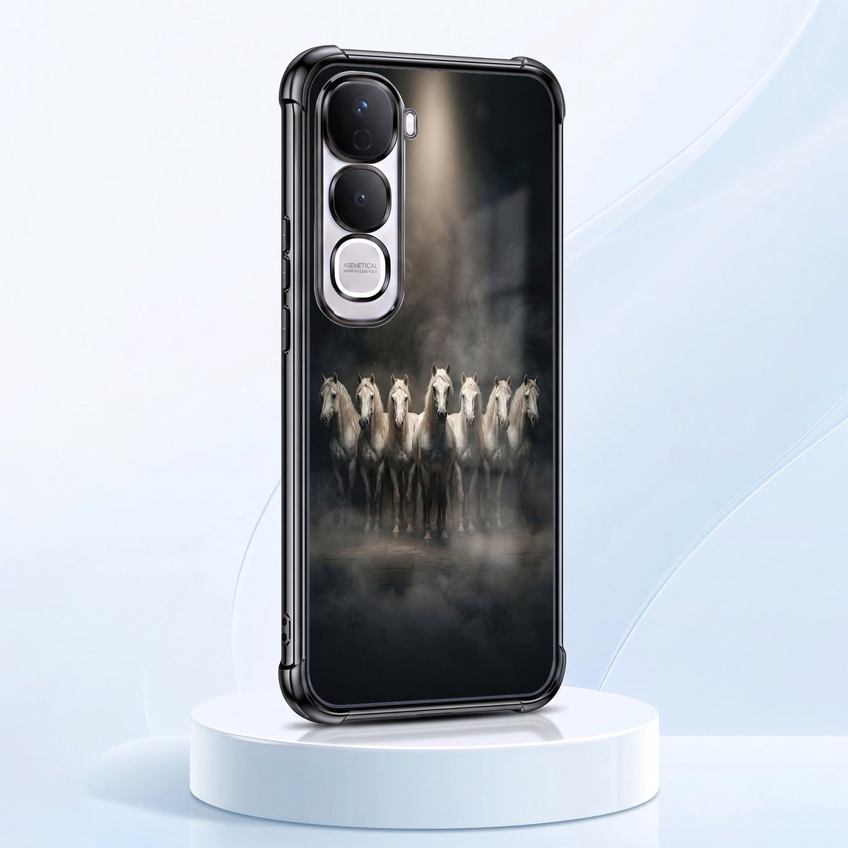 Vivo Y400 Pro 5G Running Horses Black Airbags Printed Back Case