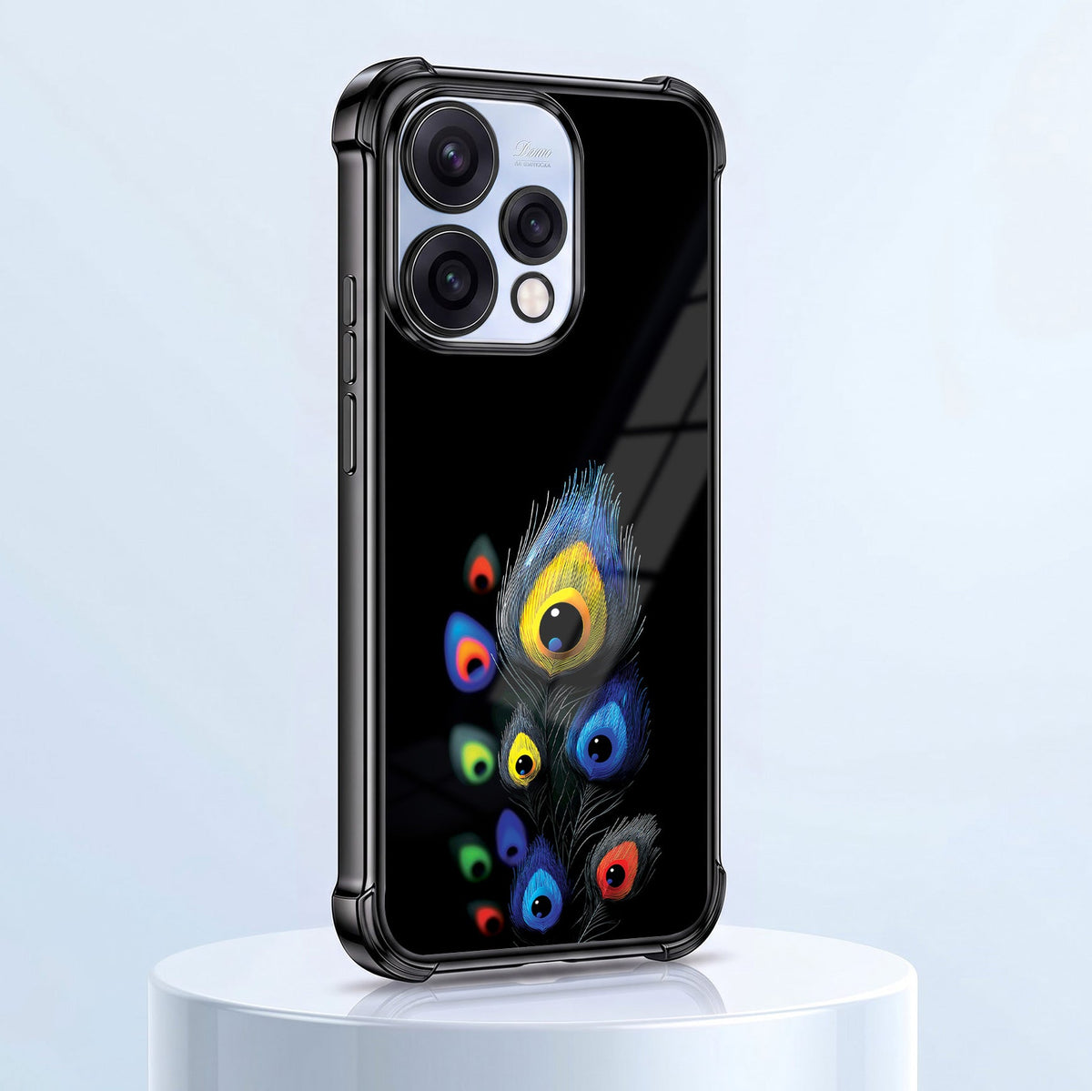 Oppo Reno 15 5G Multi-Feather Peacock Black Airbags Printed Back Case