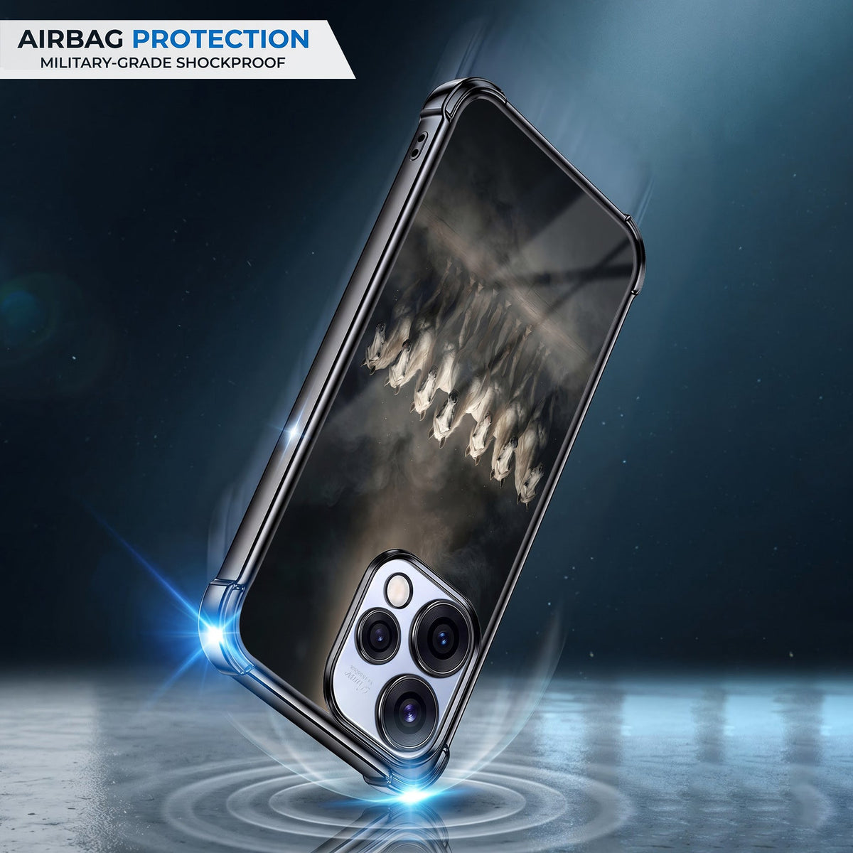 Oppo Reno 15 5G Running Horses Black Airbags Printed Back Case