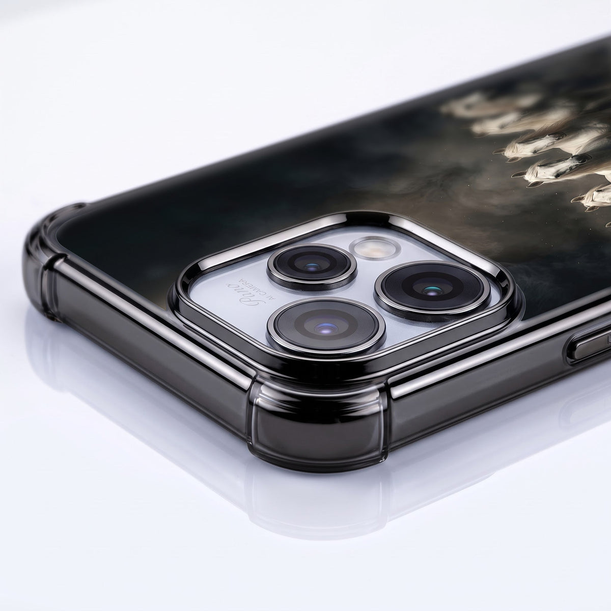 Oppo Reno 15 5G Running Horses Black Airbags Printed Back Case