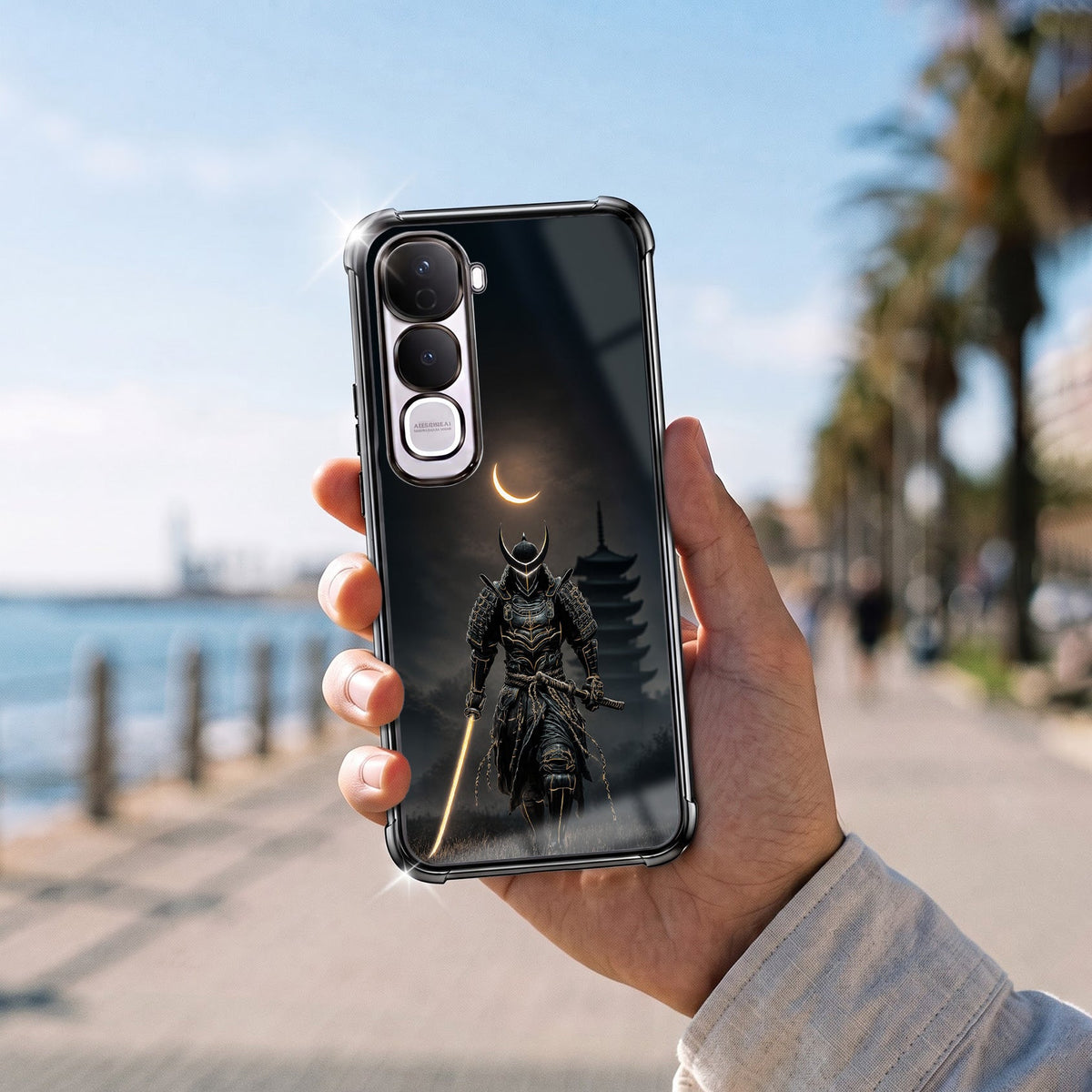 Vivo Y400 Pro 5G Samurai Warrior Black Airbags Printed Back Case
