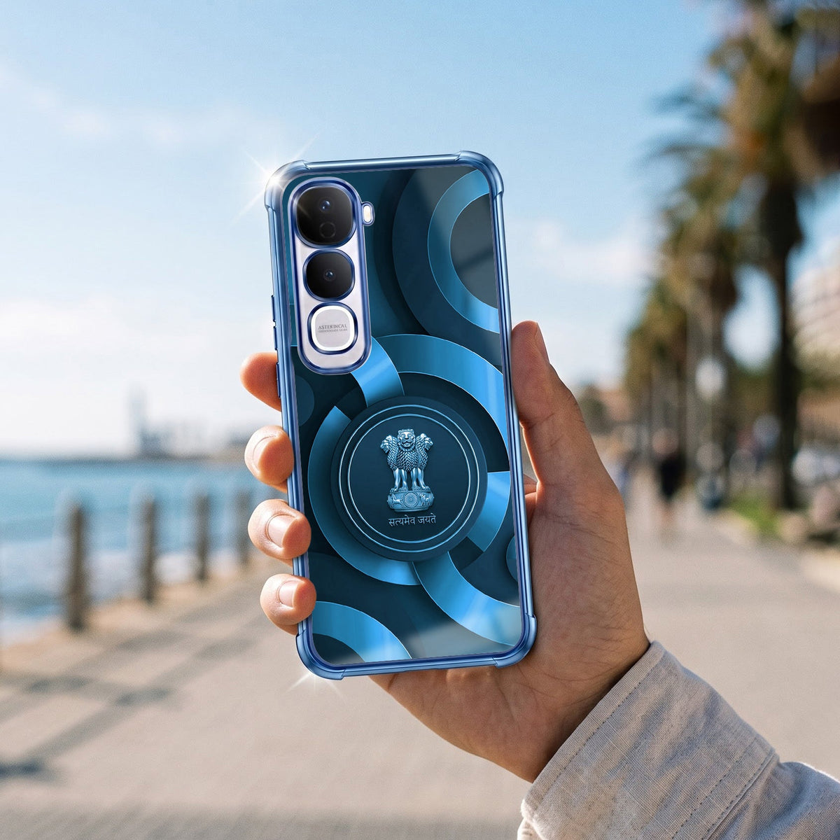 Vivo Y400 Pro 5G Blue Emblem Blue Airbags Printed Back Case