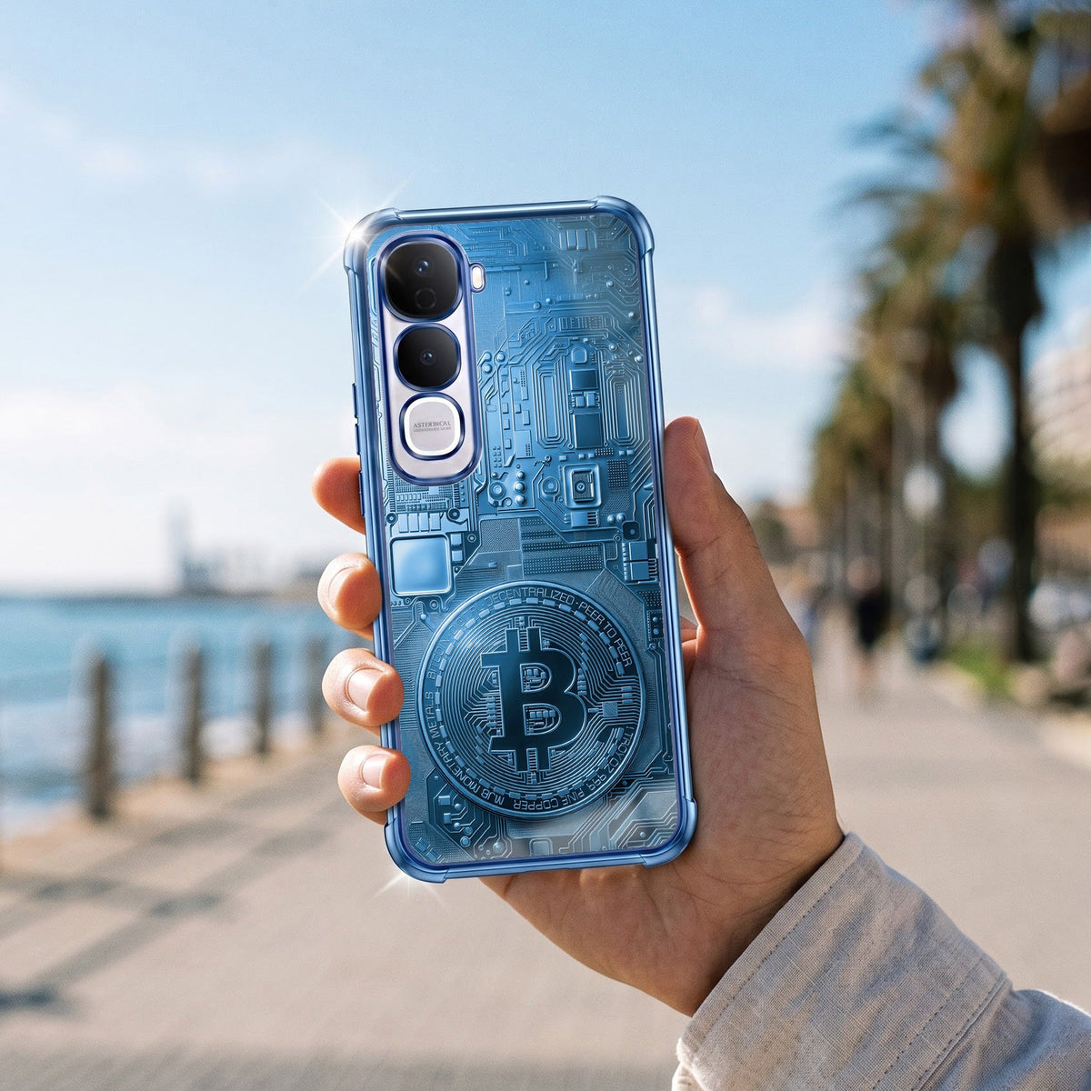 Vivo Y400 Pro 5G Bitcoin Blue Airbags Printed Back Case