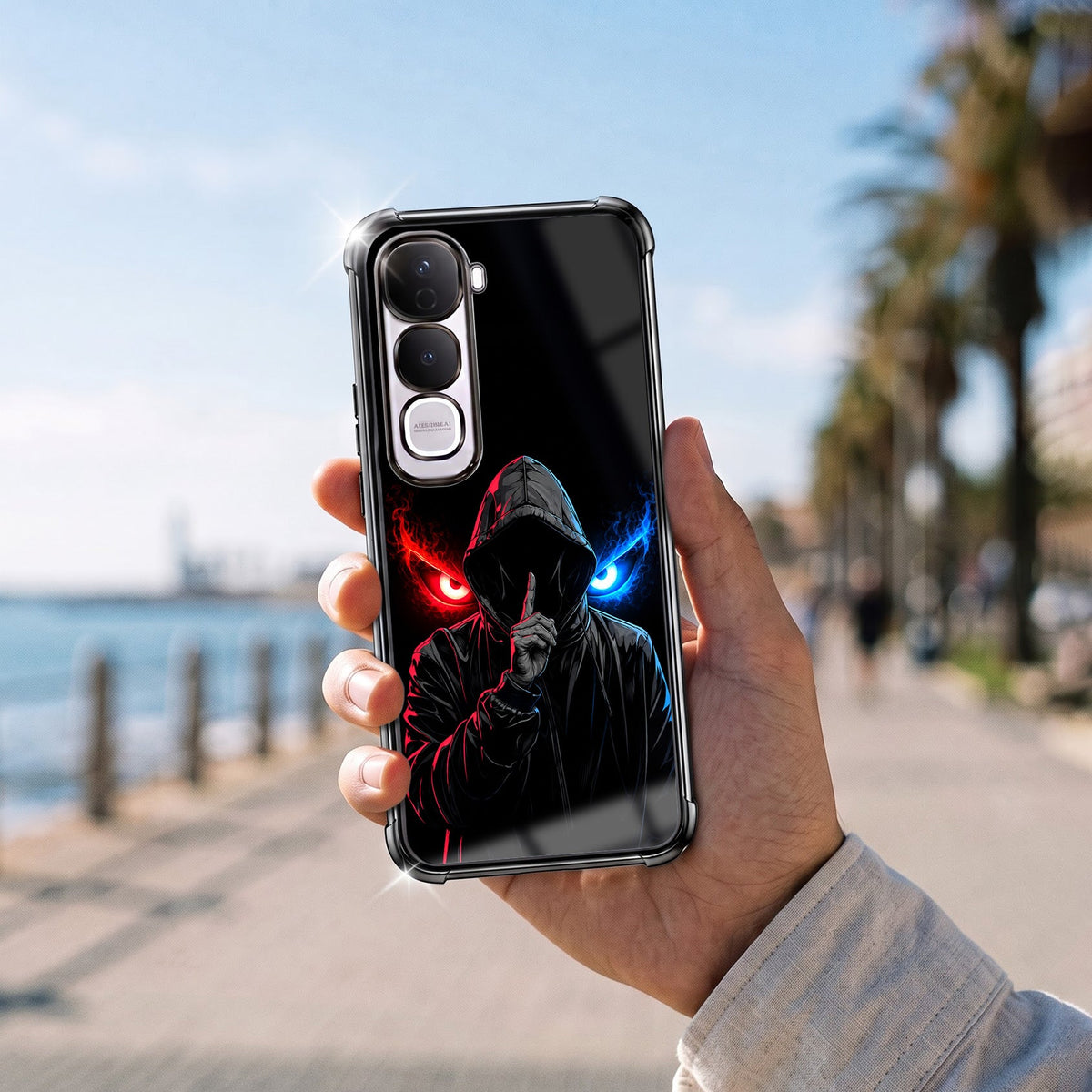 Vivo Y400 Pro 5G Hooded Shadow Demon Black Airbags Printed Back Case