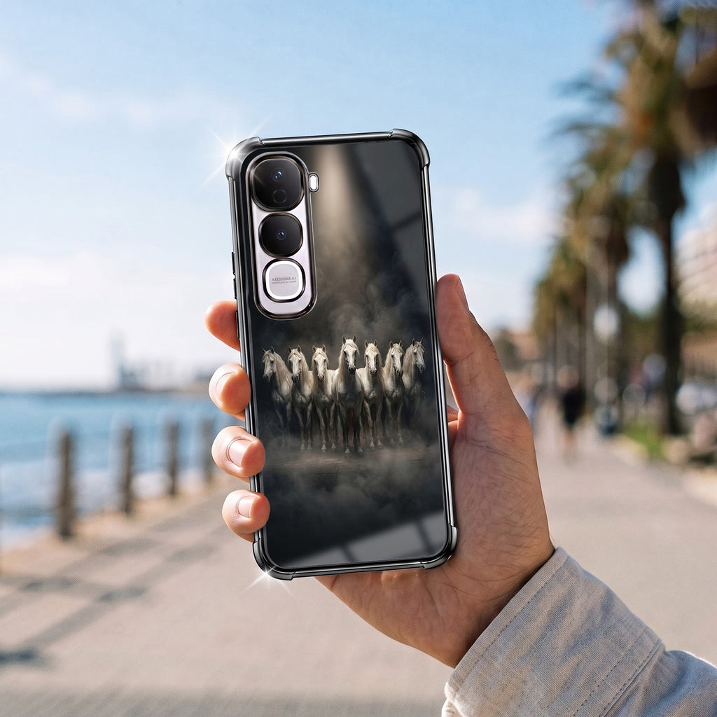 Vivo Y400 Pro 5G Running Horses Black Airbags Printed Back Case