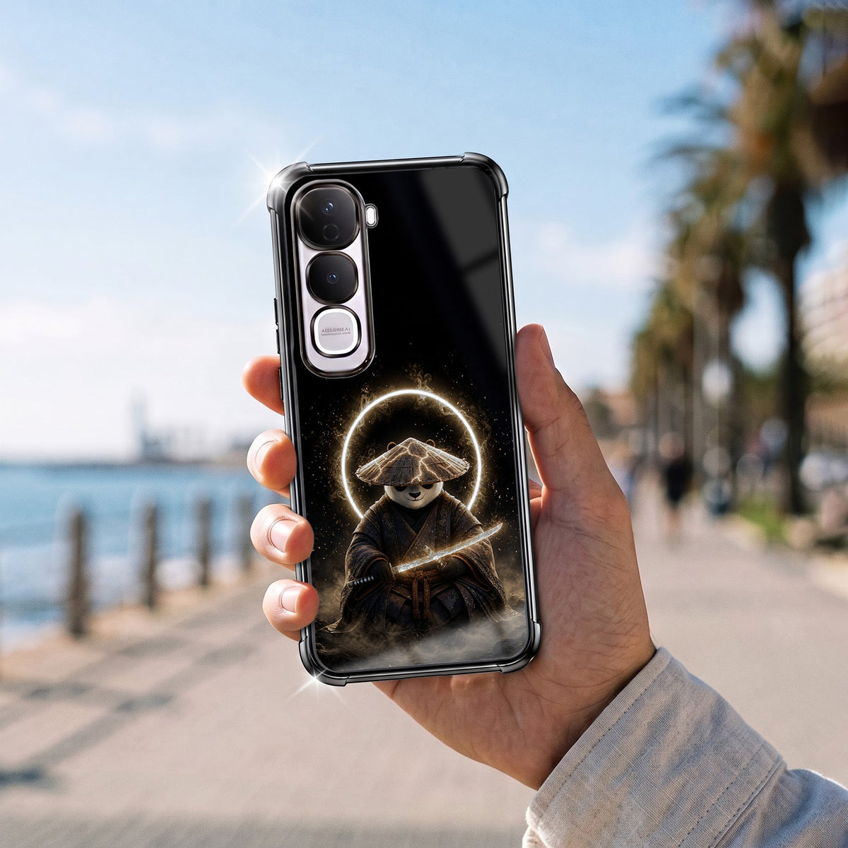 Oppo Reno 15 5G Warrior Panda Black Airbags Printed Back Case