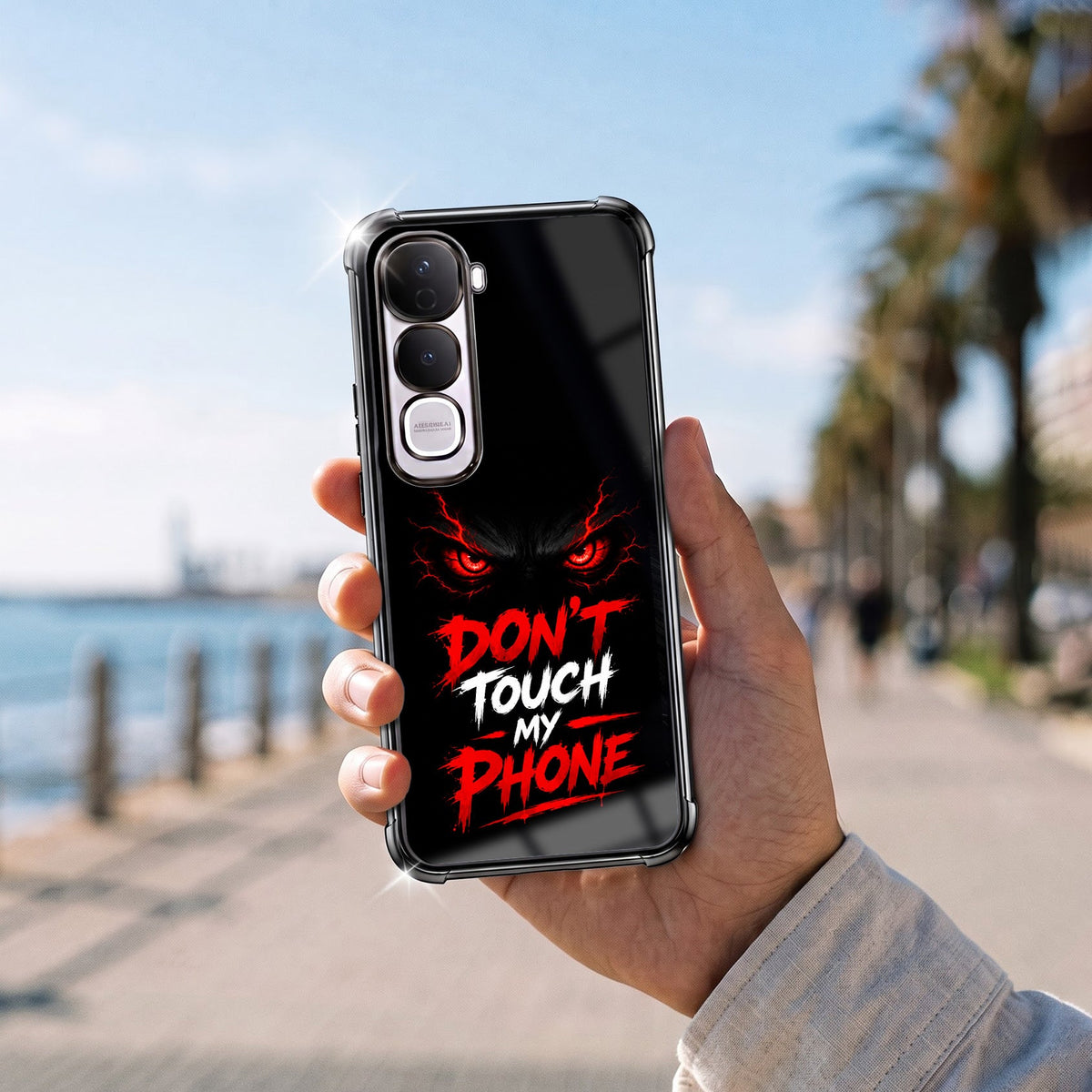 Vivo Y400 Pro 5G Don't Touch My Phone Black Airbags Printed Back Case
