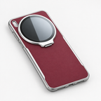 Vivo X300 5G Burgundy Luxe Phone Case with Chrome Edge & Circular Grip Stand