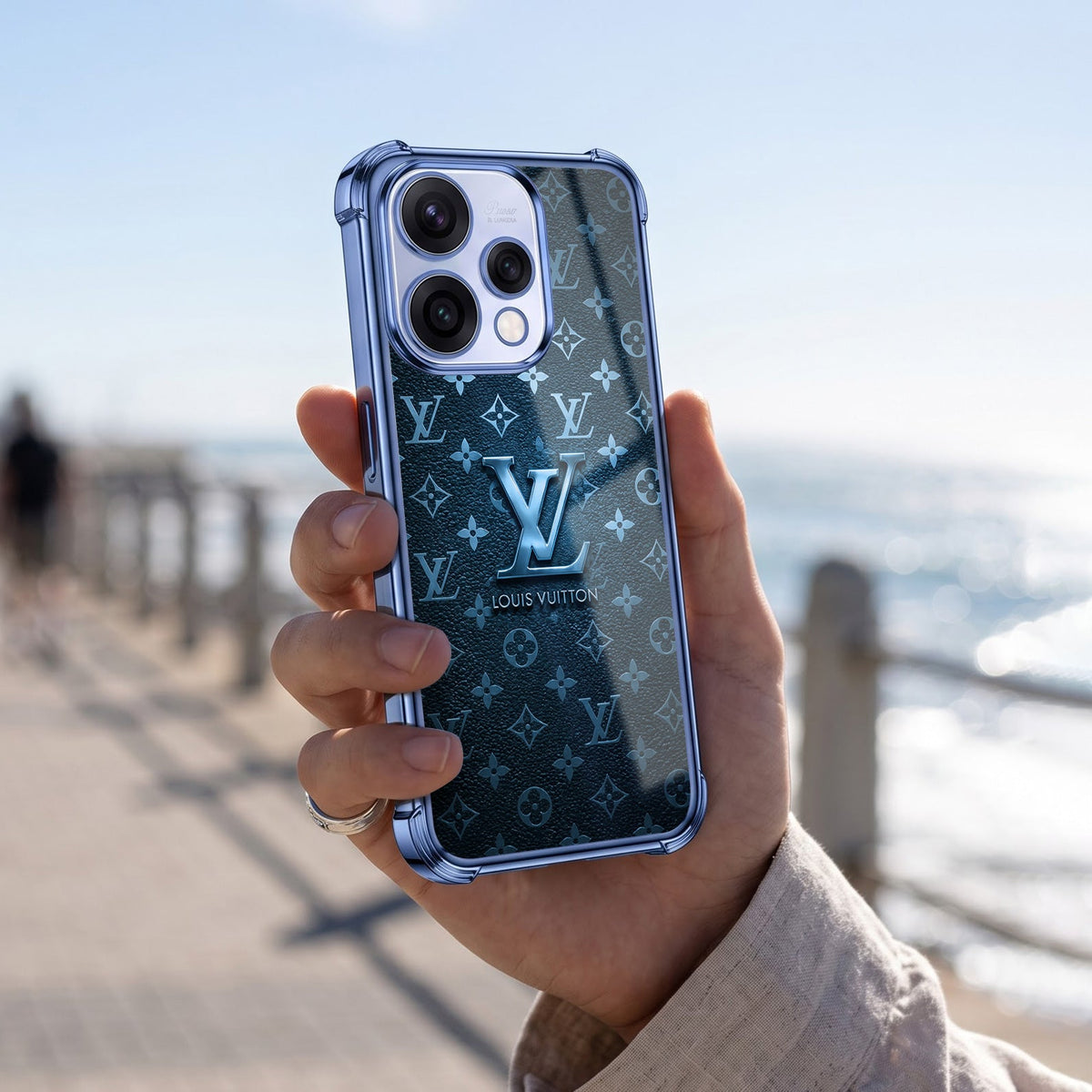 Oppo Reno 15 5G LV Monogram Blue Airbags Printed Back Case
