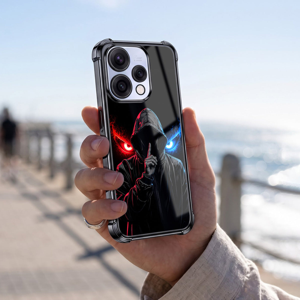 Oppo Reno 15 5G Hooded Shadow Demon Black Airbags Printed Back Case