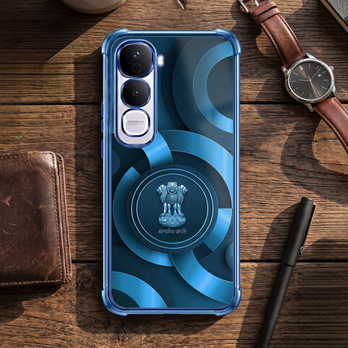 Vivo Y400 Pro 5G Blue Emblem Blue Airbags Printed Back Case