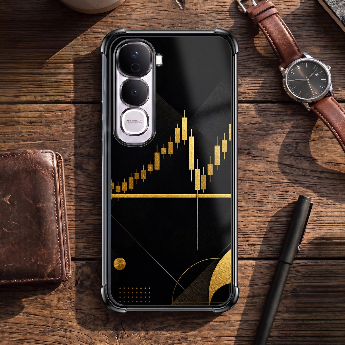 Vivo Y400 Pro 5G Trading Candles Black Airbags Printed Back Case