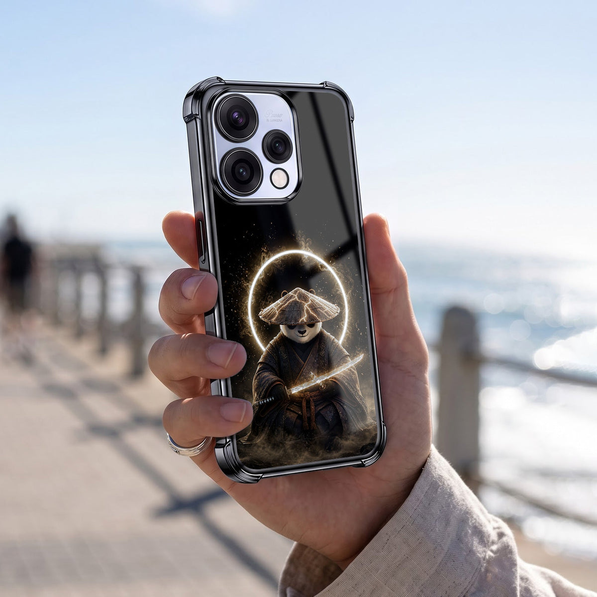 Oppo Reno 15 5G Warrior Panda Black Airbags Printed Back Case