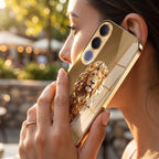 Vivo V70 FE 5G Luxury Lion Gold Electroplated Glass Phone Back Case