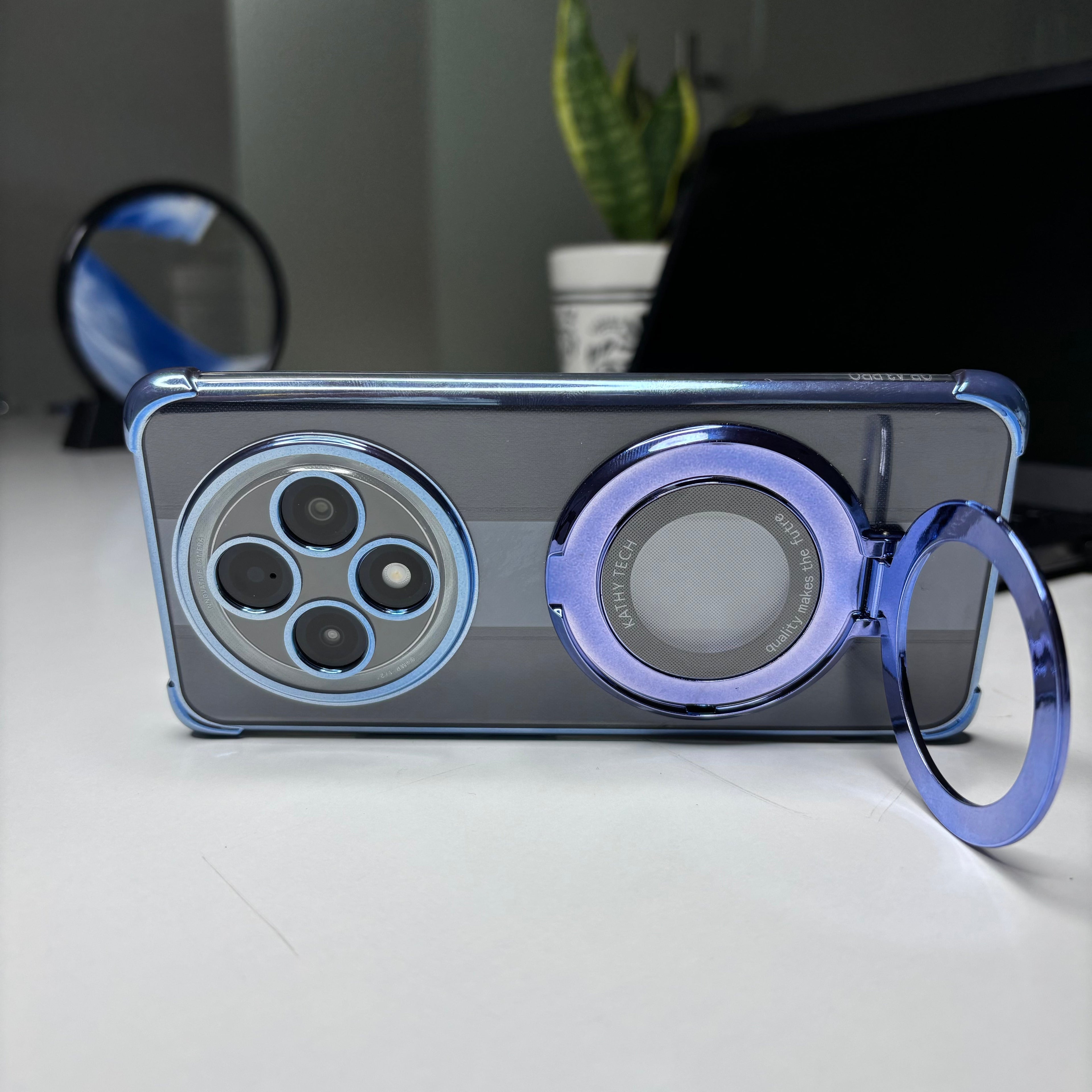 Blue Oppo F27 Pro cover with stand