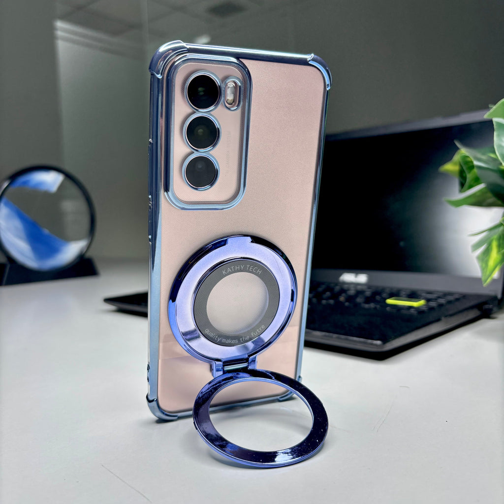 Oppo Reno12 Pro 5G Original Luxury Magnifier Ring Stand Shockproof Airbags Corner Case