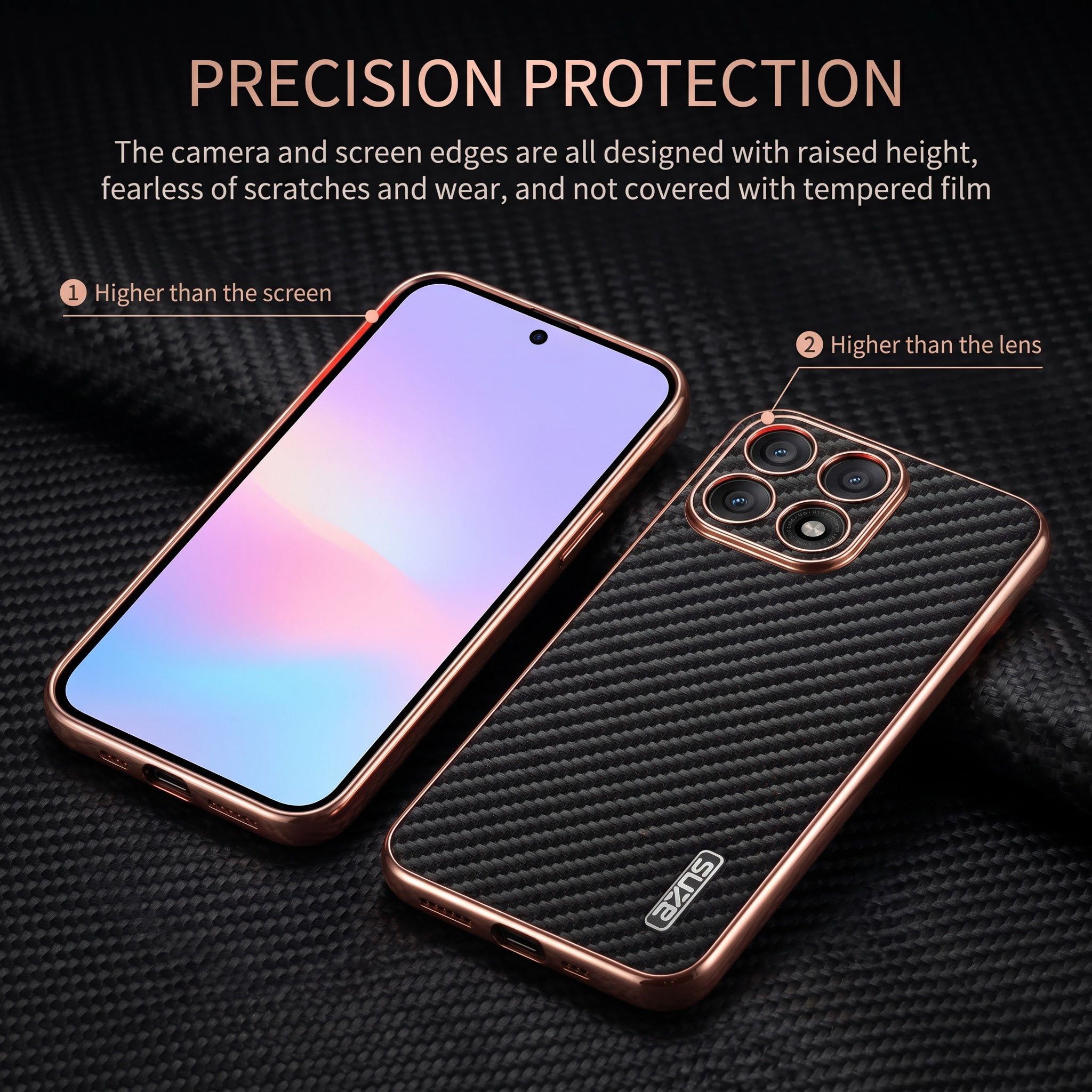 Motorola Edge 70 Pro 5G Gold Electroplated Carbon Fiber Texture Case