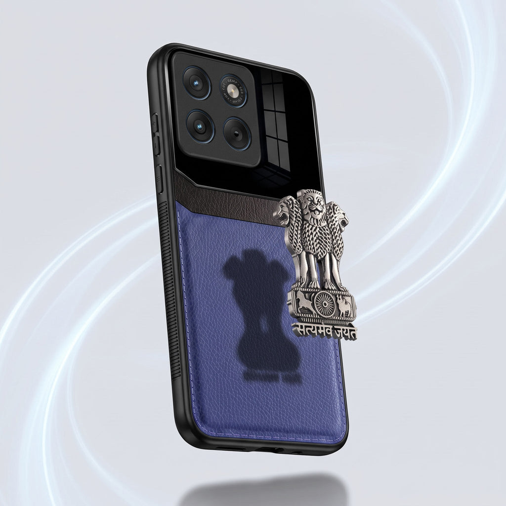 Motorola Edge 70 5G Satyamev Jayate 3D Metal Leather Back Case