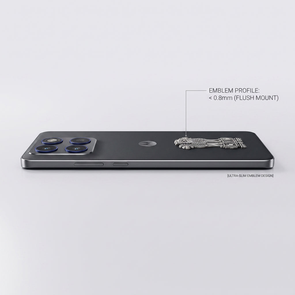 Motorola Edge 70 5G Compatible Satyamev Jayate 3D Metal Emblem Sticker