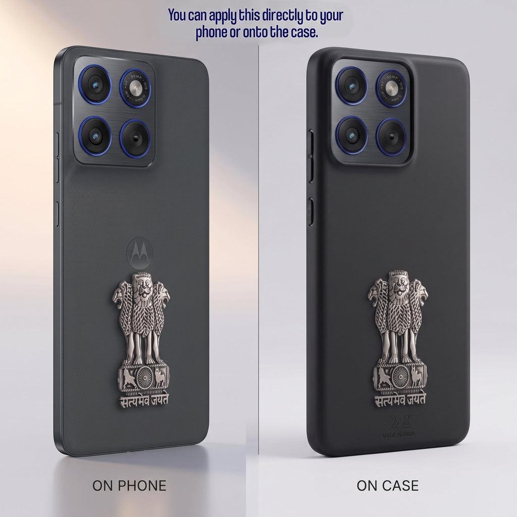 Motorola Edge 70 5G Compatible Satyamev Jayate 3D Metal Emblem Sticker