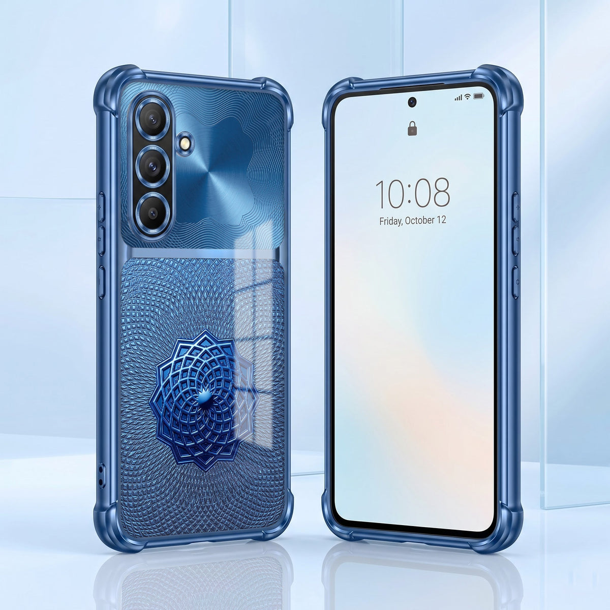 Samsung Galaxy A56 5G Blue Rose Luxe Dual-Tone Transparent Blue Airbags Case
