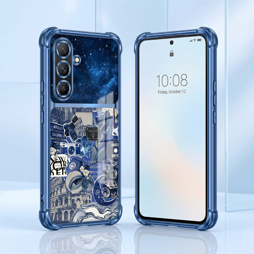 Samsung Galaxy A56 5G Cosmic Vintage Dual-Tone Transparent Blue Airbags Case