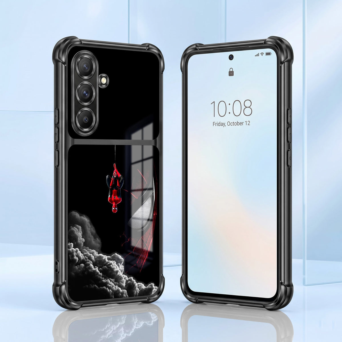Samsung Galaxy A56 5G Crimson Spider Web Dual-Tone Transparent Black Airbags Case