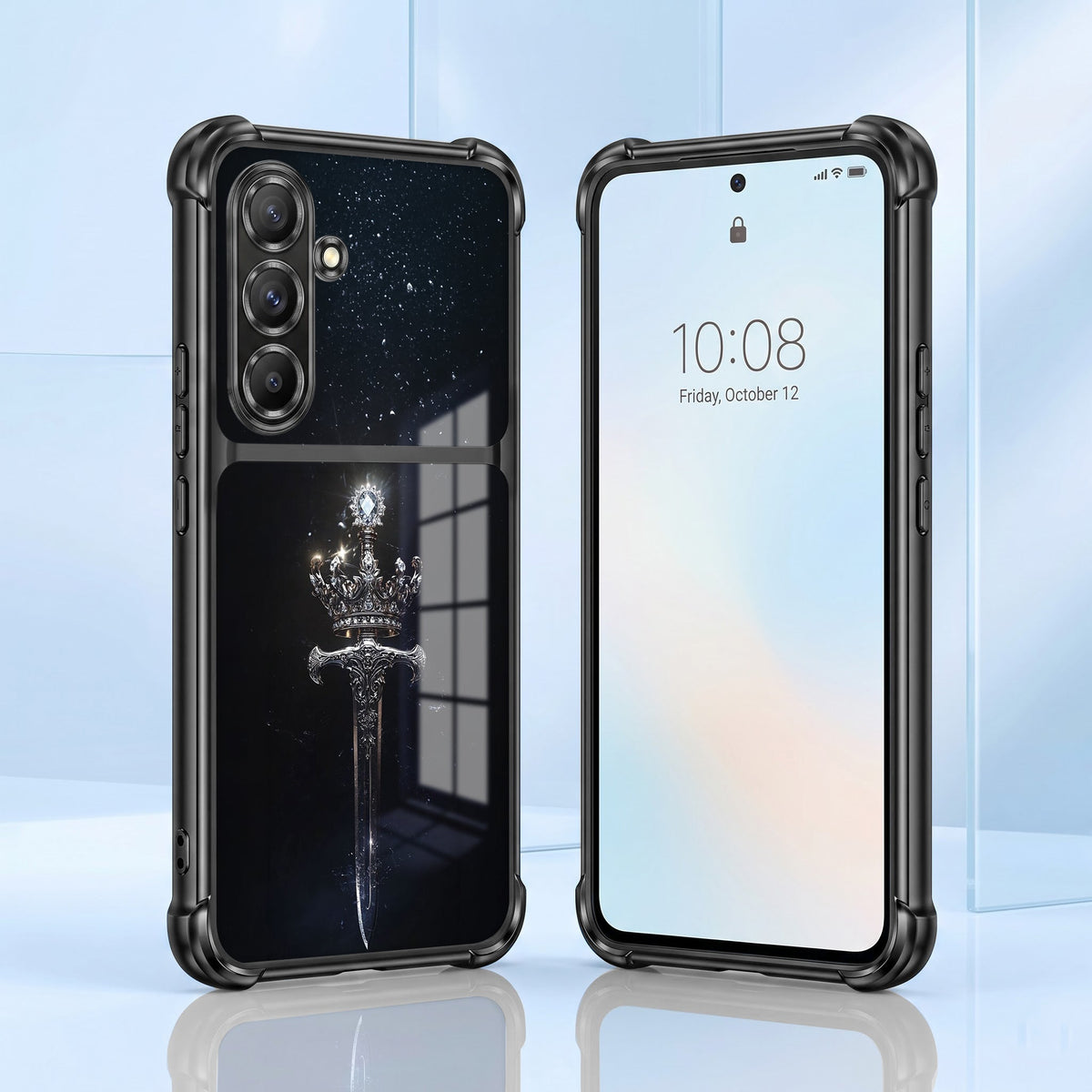 Samsung Galaxy A36 5G Royal Crown Sword Dual-Tone Transparent Black Airbags Case