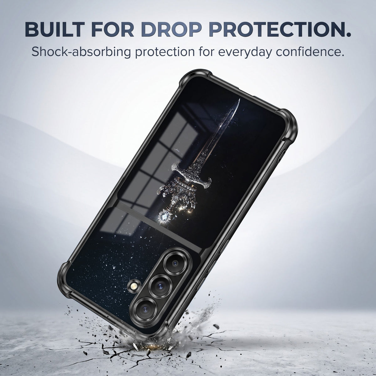 Samsung Galaxy A36 5G Royal Crown Sword Dual-Tone Transparent Black Airbags Case