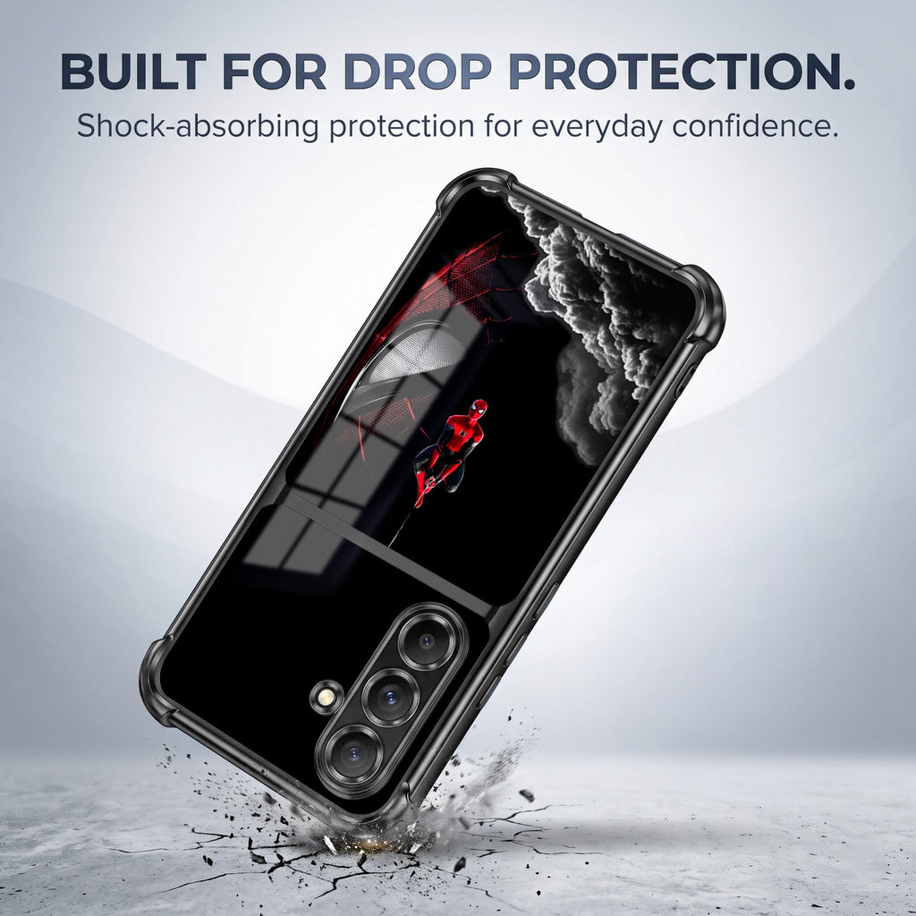 Samsung Galaxy A56 5G Crimson Spider Web Dual-Tone Transparent Black Airbags Case