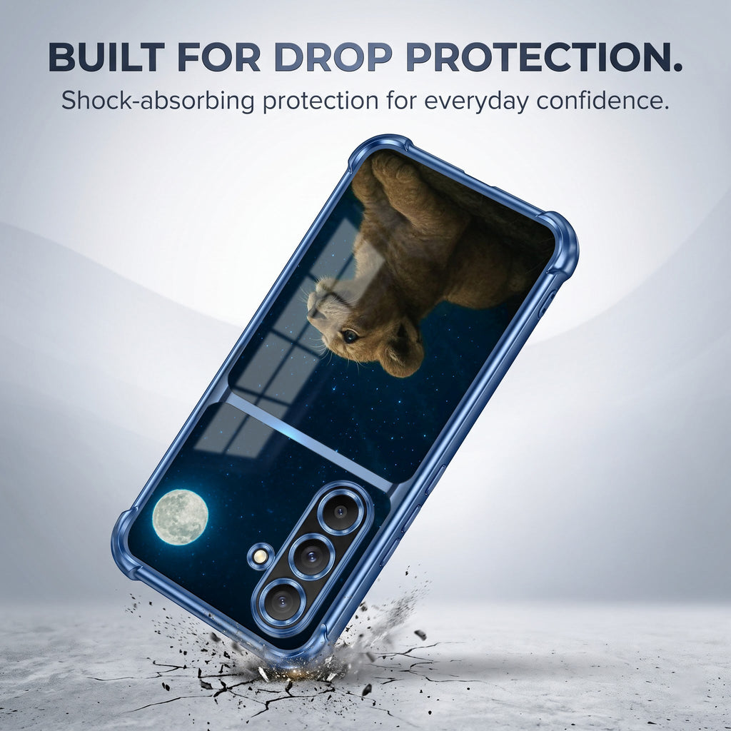 Samsung Galaxy A56 5G Moonlit Baby Lion Dual-Tone Transparent Blue Airbags Case
