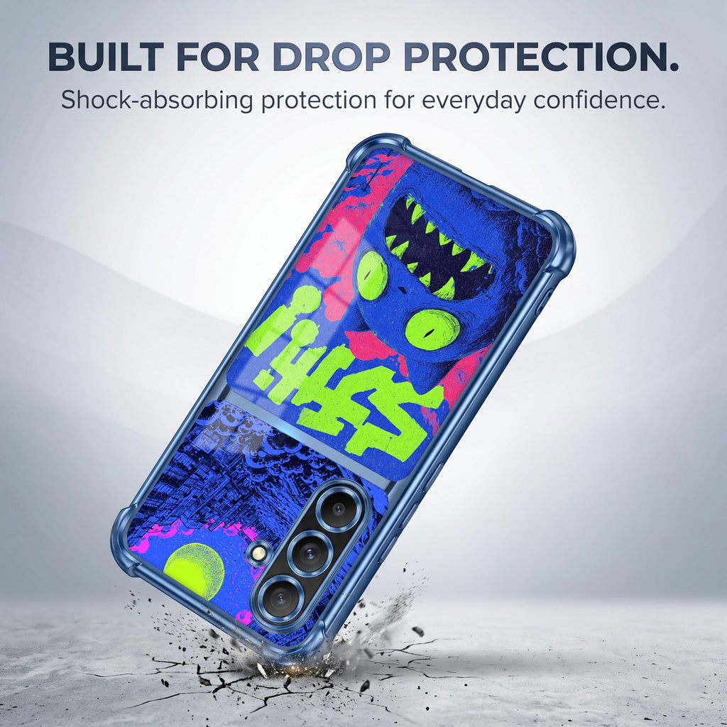 Samsung Galaxy A36 5G Neon Monster Dual-Tone Transparent Blue Airbags Case