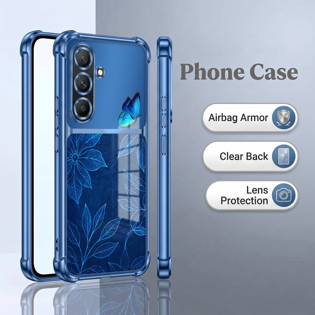 Samsung Galaxy A36 5G Azure Butterfly Dual-Tone Transparent Blue Airbags Case