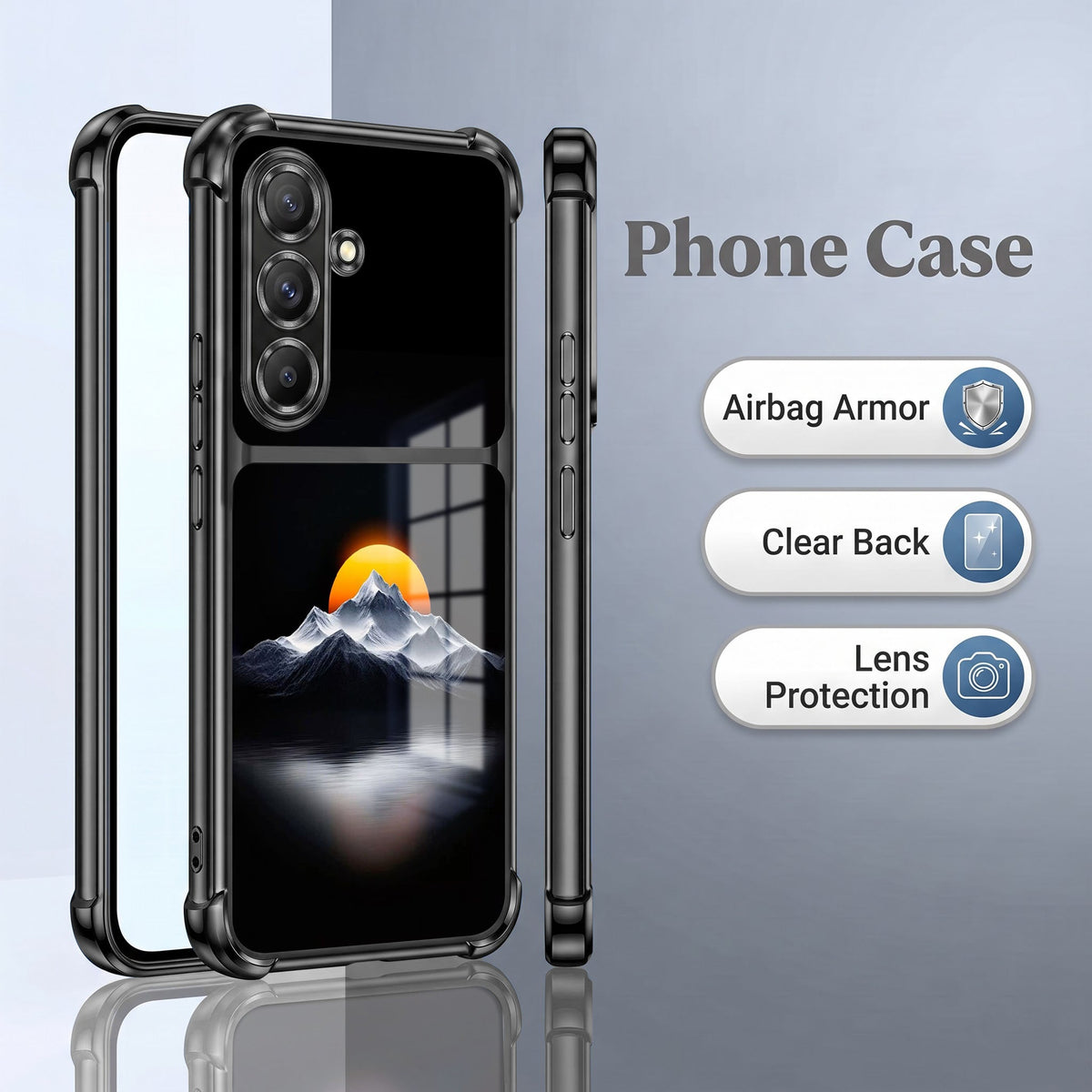 Samsung Galaxy A56 5G Golden Sunset Dual-Tone Transparent Black Airbags Case