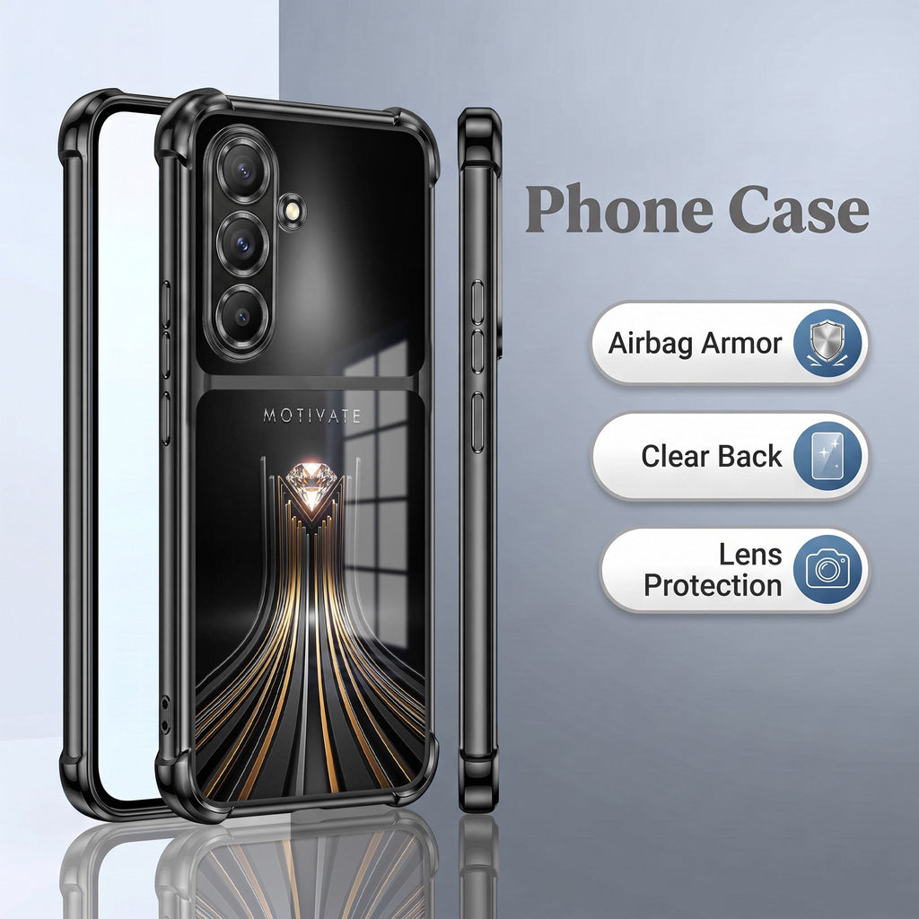 Samsung Galaxy A36 5G Golden Path Motivation Dual-Tone Transparent Black Airbags Case