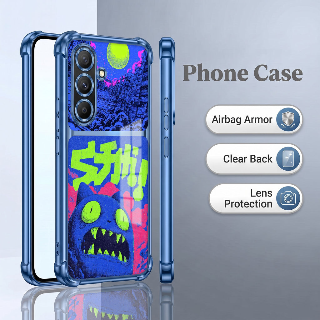 Samsung Galaxy A36 5G Neon Monster Dual-Tone Transparent Blue Airbags Case