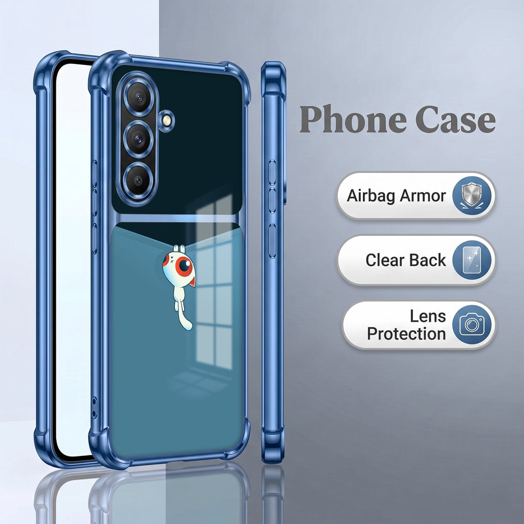 Samsung Galaxy A36 5G Cute Cyclops Monster Dual-Tone Transparent Blue Airbags Case