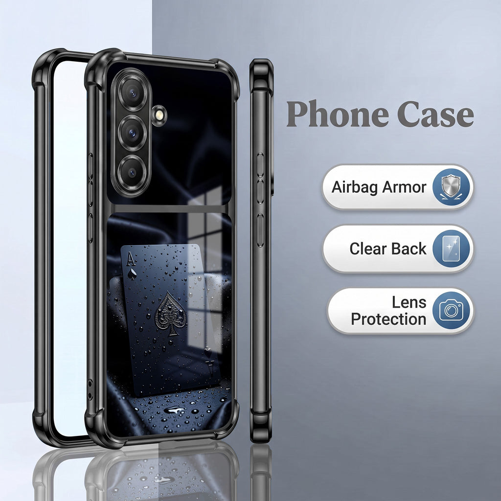 Samsung Galaxy A56 5G Ace King Dual-Tone Transparent Blue Black Airbags Case