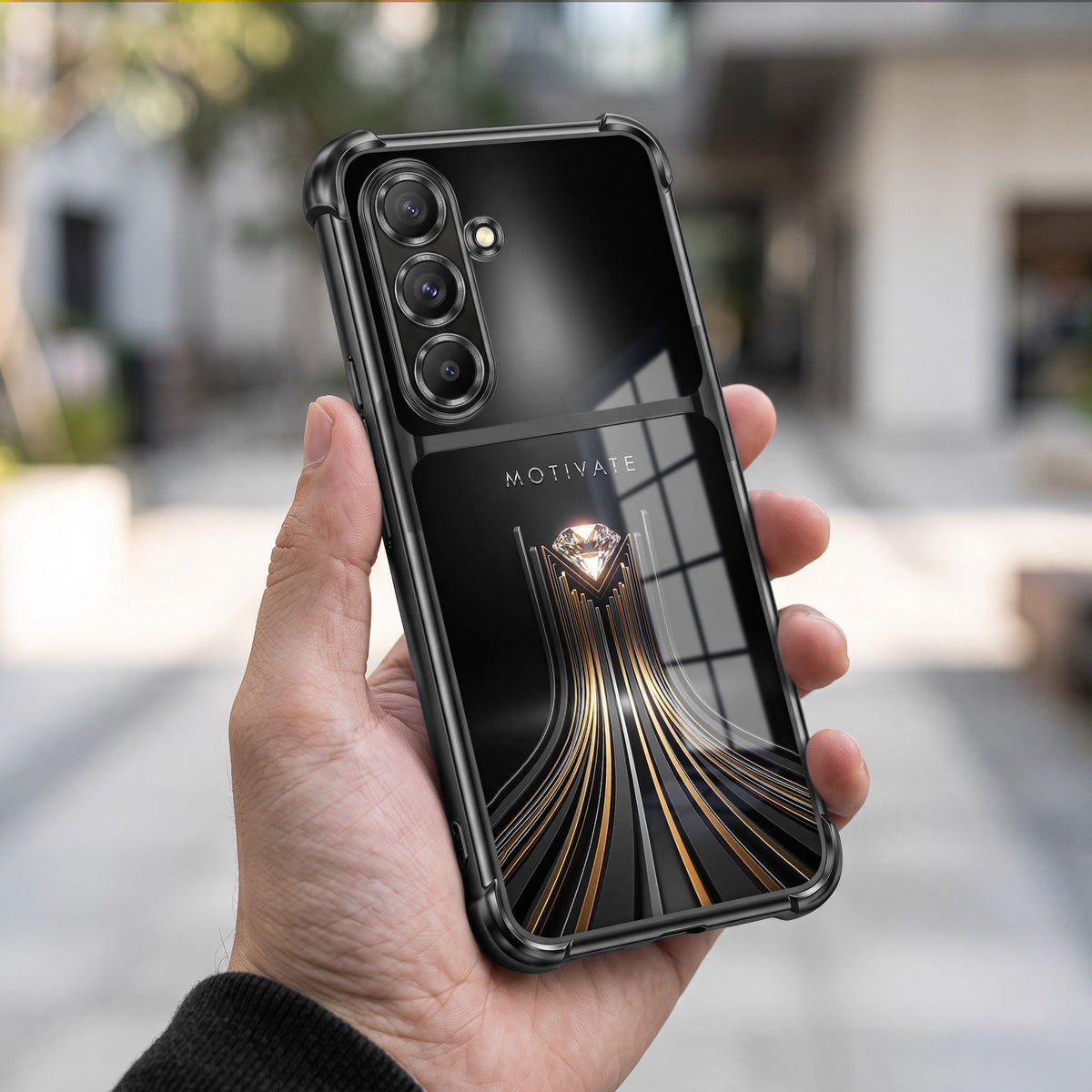 Samsung Galaxy A56 5G Golden Path Motivation Dual-Tone Transparent Black Airbags Case