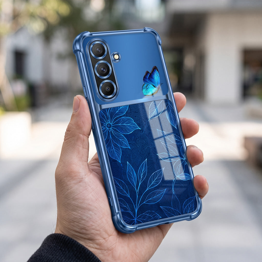 Samsung Galaxy A36 5G Azure Butterfly Dual-Tone Transparent Blue Airbags Case