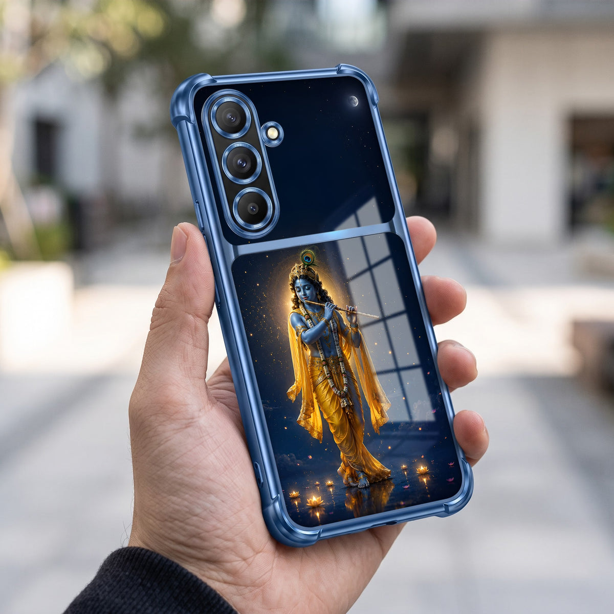 Samsung Galaxy A36 5G Divine Krishna Dual-Tone Transparent Blue Airbags Case
